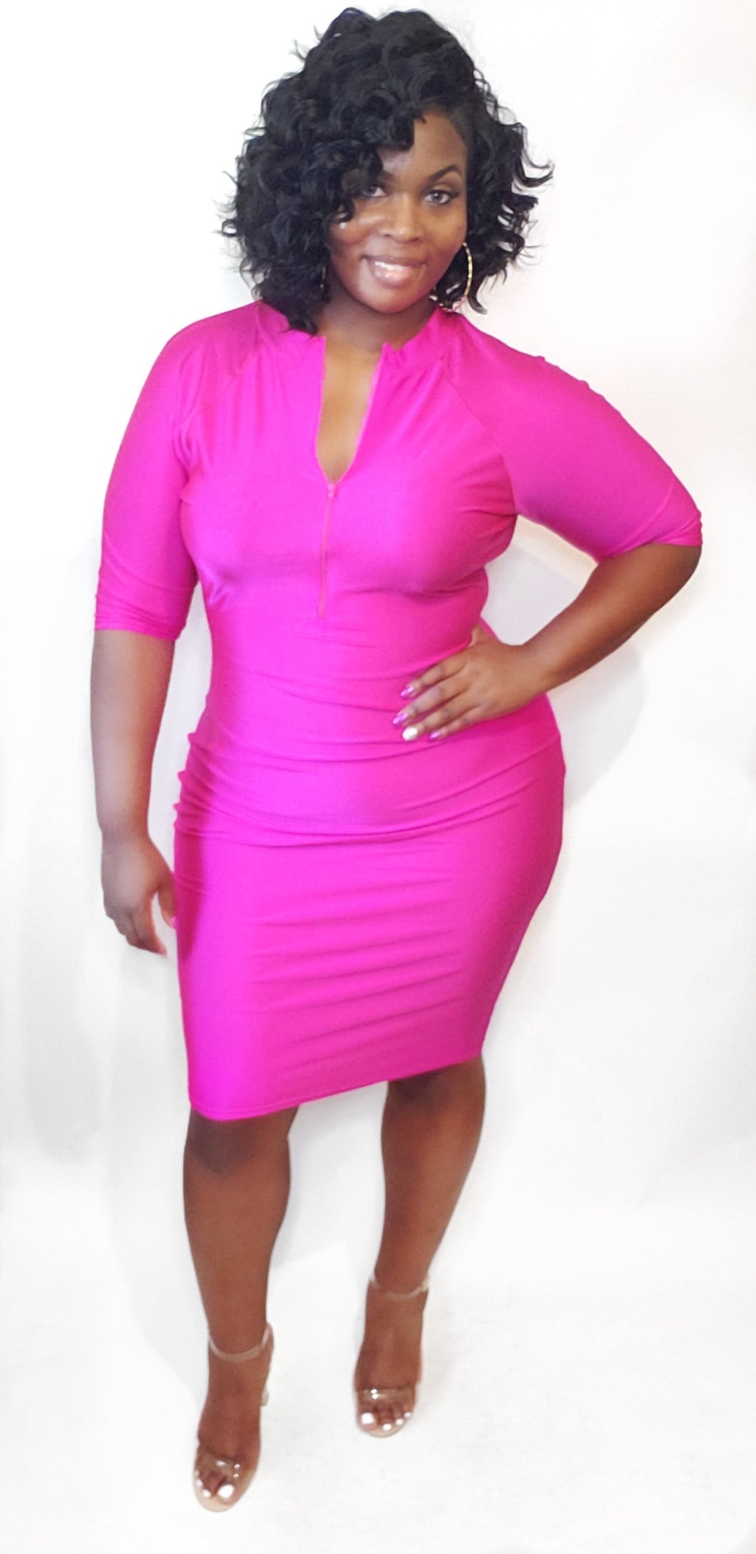 Neon Pink Punch bodycon dress