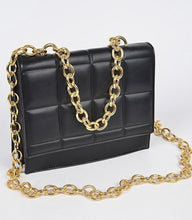 Black quilt style bag w/gold chain