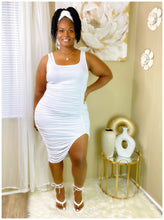 White scrunch dress
